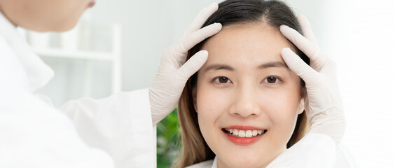 beauty asian smile and happy after surgery, Cosmetic surgery, skin whitening injection, filler...