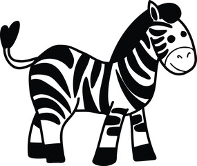 Naklejka premium A cartoon zebra with a blue stripe on its back