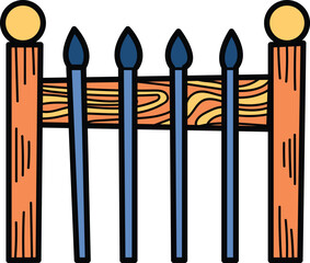 A wooden fence is open and has a cross shape