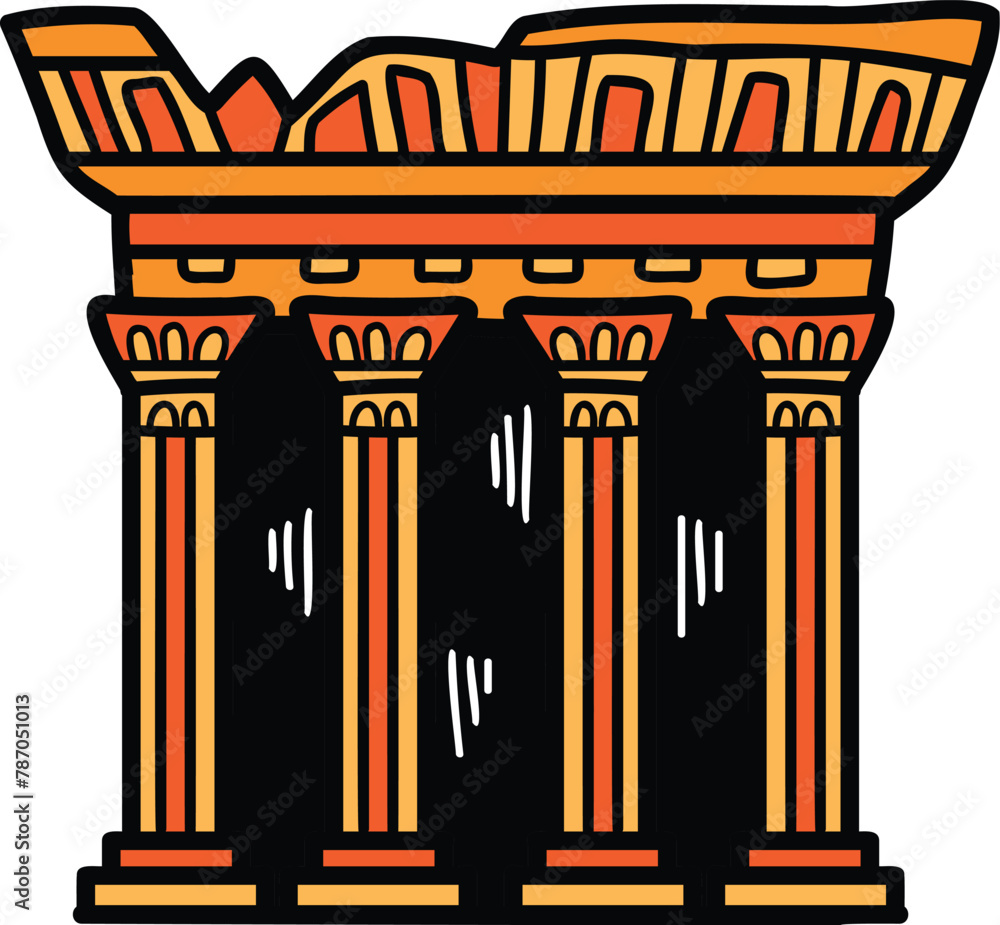 Poster the image is of a building with four pillars