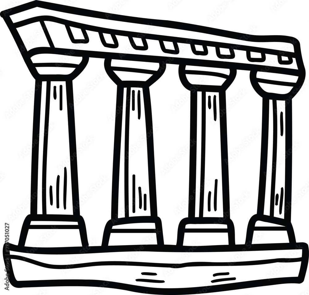 Poster the image is of a building with four pillars