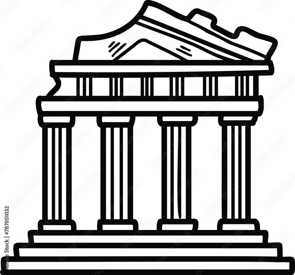 Poster the image is of a building with four pillars