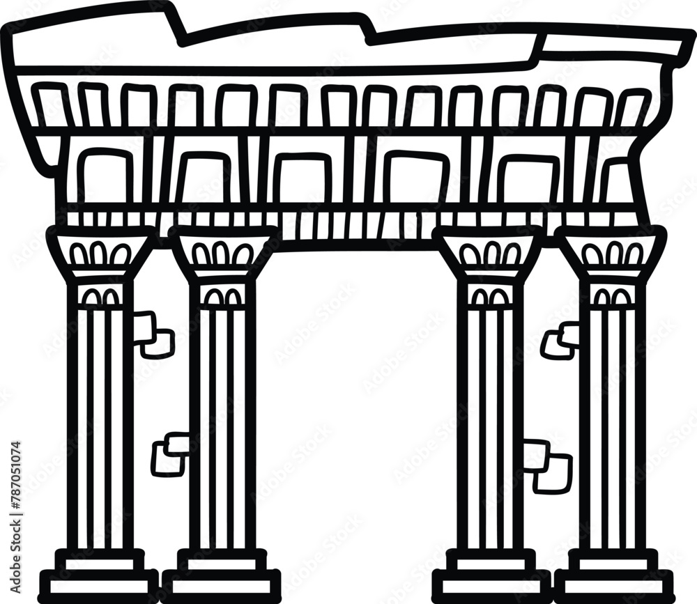 Poster the image is of a building with four pillars
