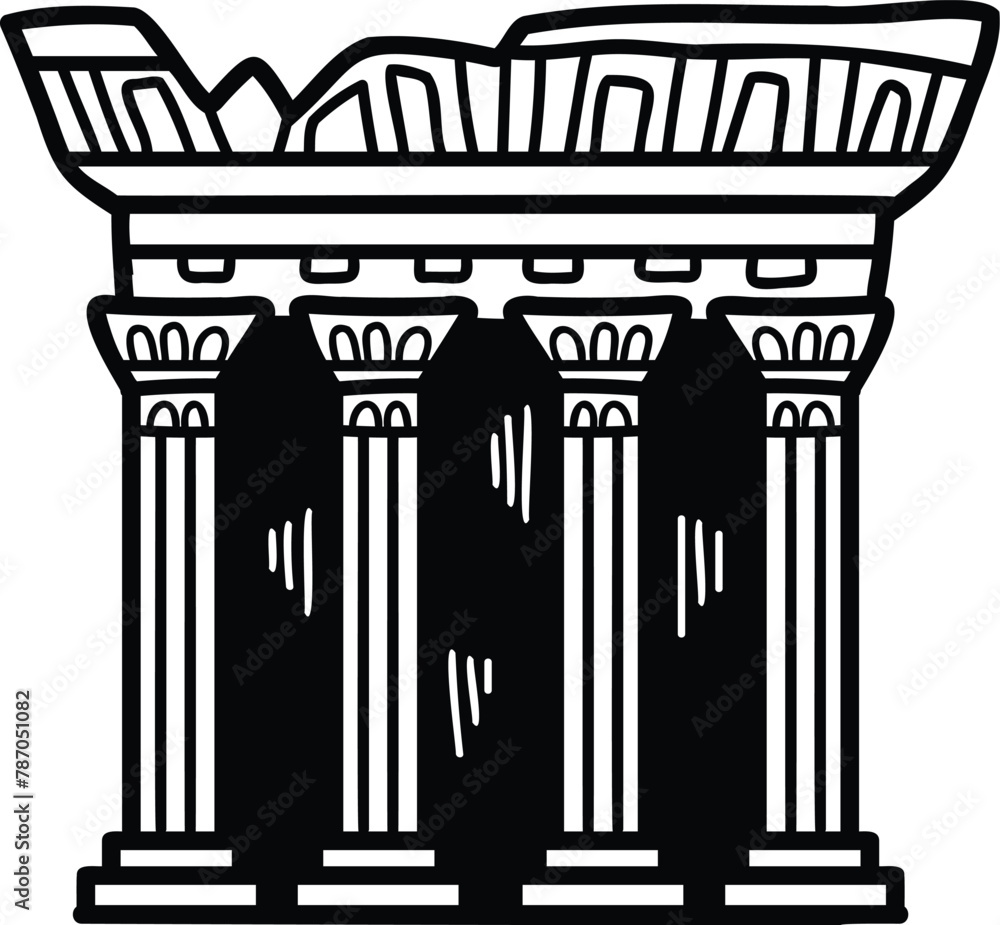 Poster the image is of a building with four pillars