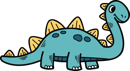 A cartoon dinosaur with a smile on its face