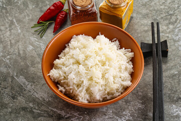 Steamed Basmati rice in the bowl