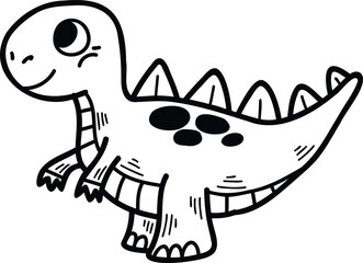 A cartoon dinosaur with a smile on its face