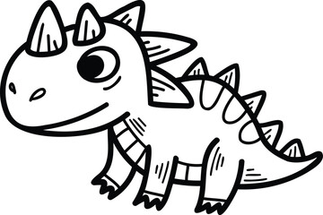 A cartoon dinosaur with a smile on its face