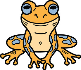 A frog with eyes is sitting on a white background