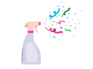 Spray bottle with a confetti. Illustration on transparent background