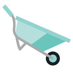 garden tool namely a blue wheelbarrow for gardening, for posters, banners or packaging