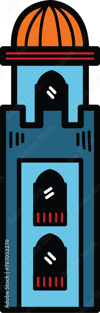 Poster a large building with a large archway and a small window