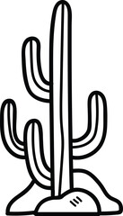 A cactus is drawn in black and white