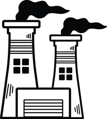 A large factory with smoke coming out of the top