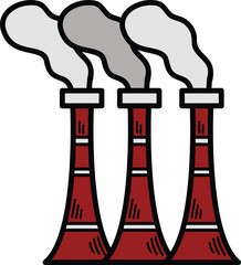 A large factory with smoke coming out of the top