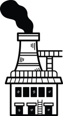 A large factory with smoke coming out of the top