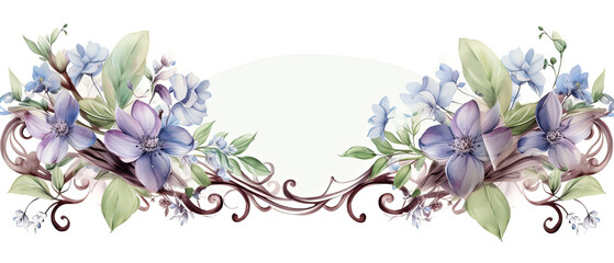 a picture of a floral border with blue flowers