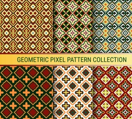 Geometric Pixel Pattern Collection Vector Illustration