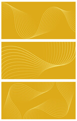 Set of abstract backgrounds with waves for banner. Medium banner size. Vector background with lines. Element for design. Brochure, booklet. Orange and yellow