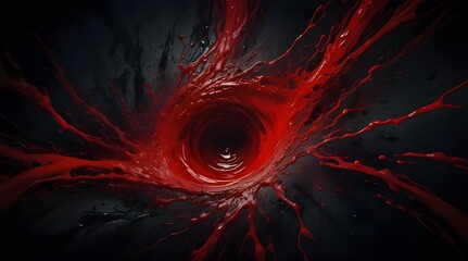 Red horror vortex, wet slime saliva bio liquid, black abstract terrible background.generative.ai