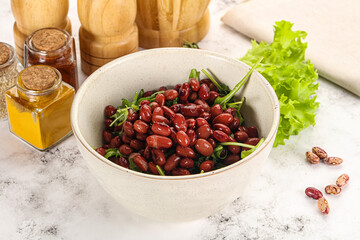Red canned beans with arugula