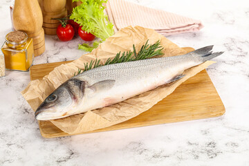 Raw seabass fish for cooking