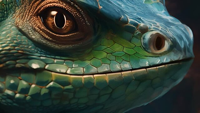 爬虫類の顔クローズアップ,Generative AI 