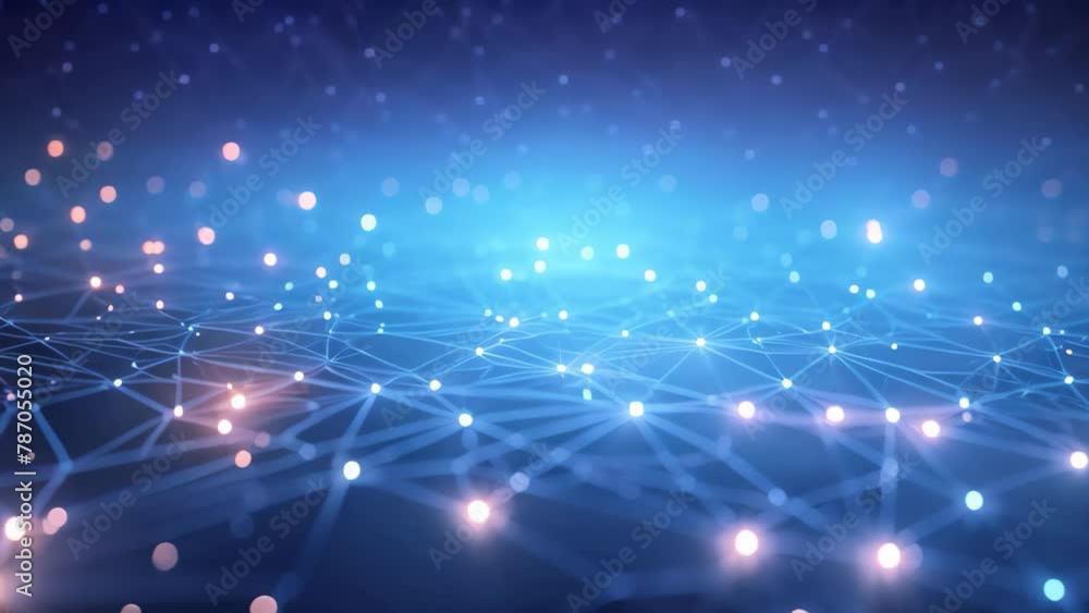 Leinwandbilder abstract network connection on dark blue background. 3d rendering toned video, abstract digital back