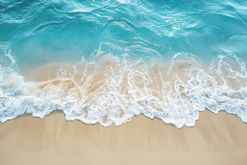 Fototapeta na wymiar Generated AI Top view image of Summer seascape beautiful waves on the sand beach