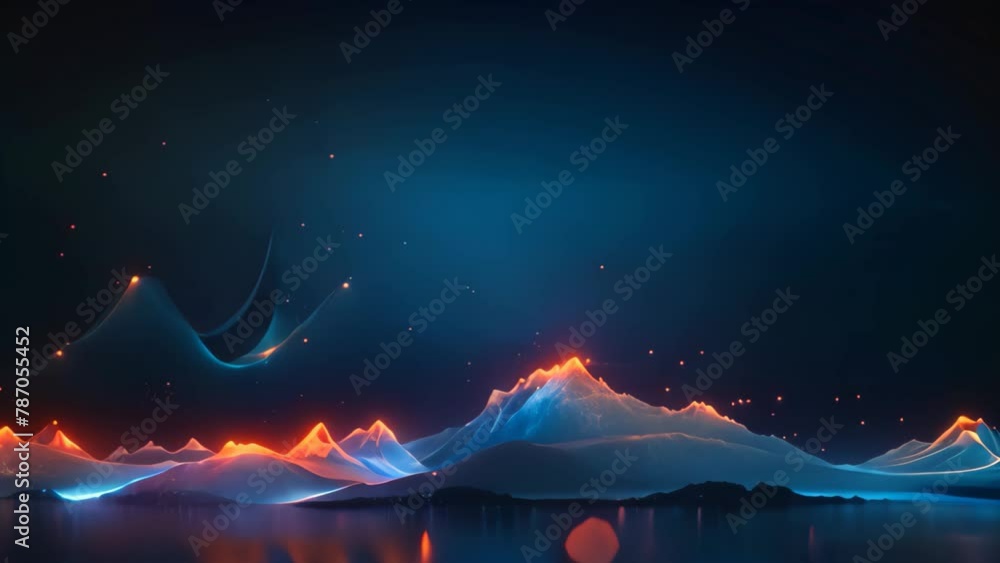 Poster abstract vector background with a dynamic wave of particles and lines, abstract digital technology w