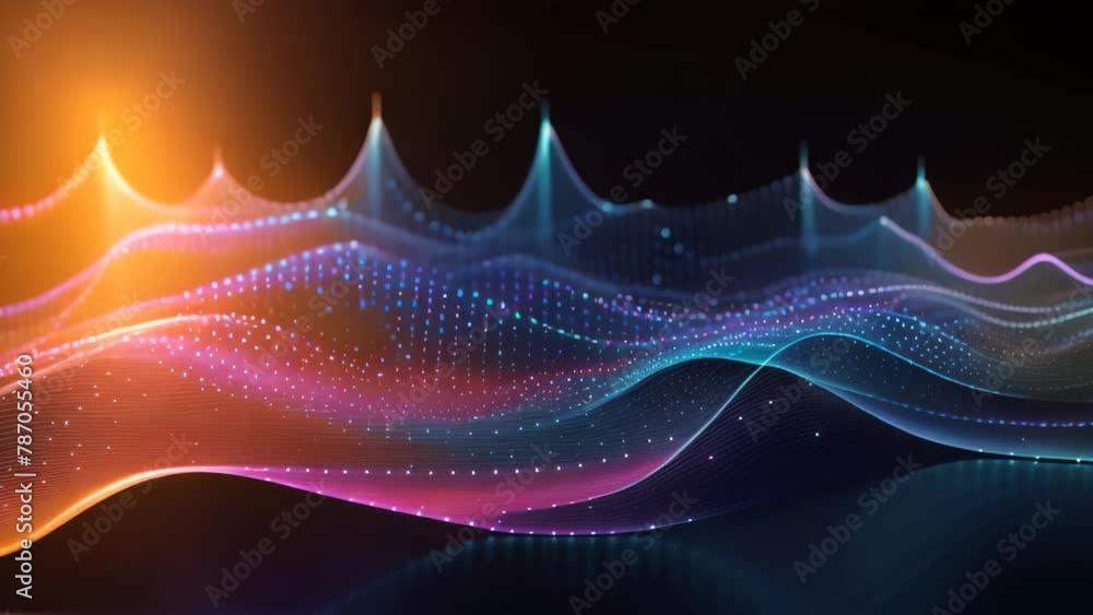 Aufkleber 3d illustration of abstract blue background with glowing particles and bokeh, abstract digital techn