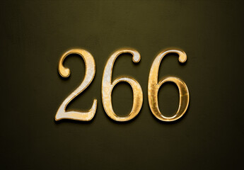 Old gold effect of 266 number with 3D glossy style Mockup.