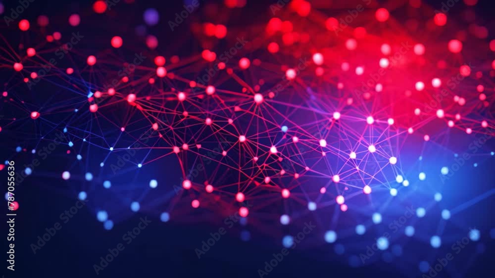 Poster 3D rendering of abstract technology digital background. Network connection structure, Abstract illustration of data flowing through a network of nodes and interconnected lines