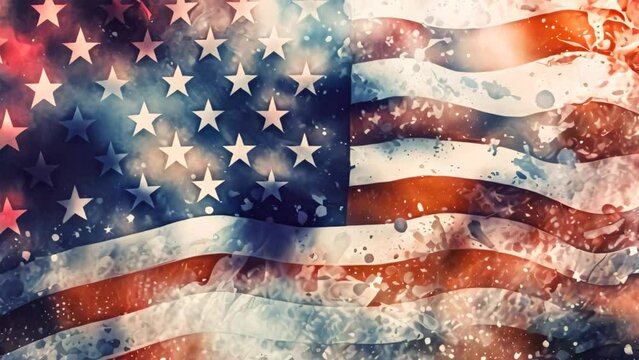 American flag background with grunge texture. 3D illustration. Elements of this Video furnished by NASA, Abstract Fourth of July America Memorial day Veterans Day background