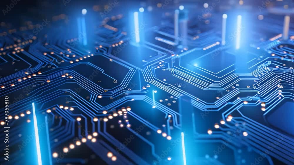 Poster circuit board close-up. technology background. 3d rendering, abstract technology and circuit board w