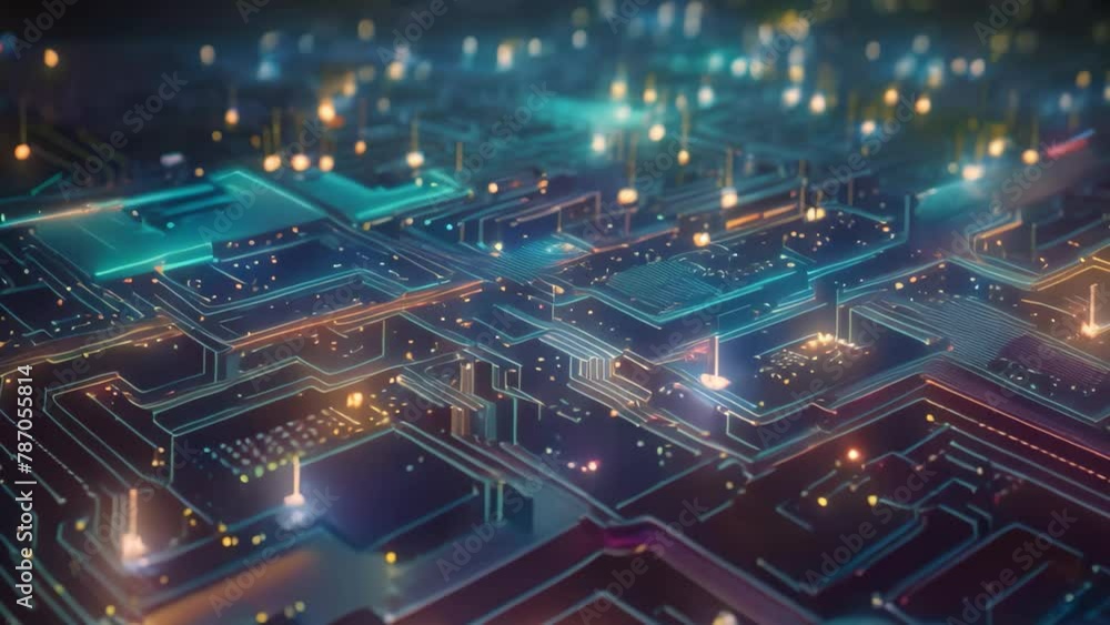 Poster circuit board. technology background. 3d rendering abctract, abstract technology and circuit board w