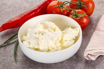 Soft Philadephia cheese in the bowl