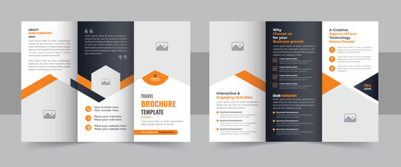 Travel agency trifold brochure template or corporate trifold brochure design