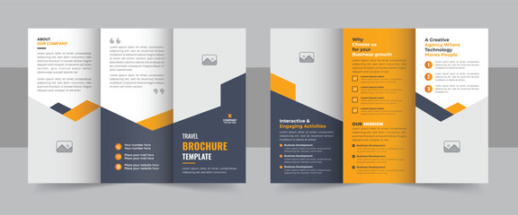 Travel trifold brochure template, Professional tri fold brochure design layout