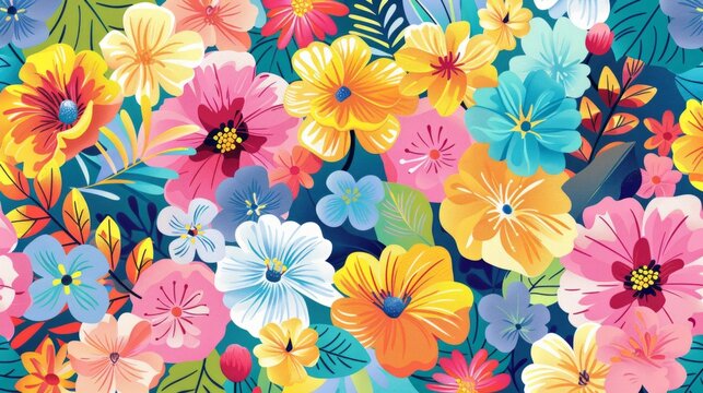 flowers and foliage colorful spring summer background