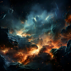 Abstract space background with stars and nebula. 3d render illustration