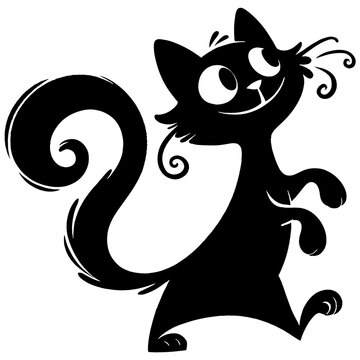 In the vector illustration, a cute cat with an exotic shape is depicted performing funny and amusing poses