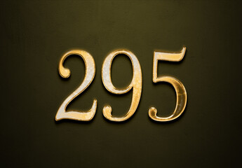 Old gold effect of 295 number with 3D glossy style Mockup.
