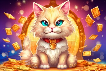 Casino banner cat slot. Generative AI