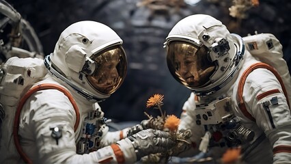 Intergalactic Detail: Close-Up of Astronauts in Outer Space