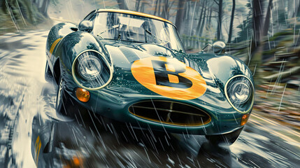 Fototapeta premium Abstract Modern Illustration of a Super Car Race Car Digital Art Wallpaper Background Backdrop Brainstorming Art