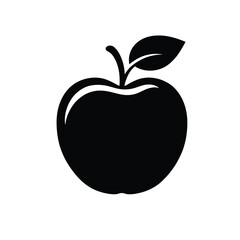 simple black silhouette of an apple