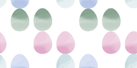 Cute illustration with colorful Easter eggs with watercolor texture, spring banner