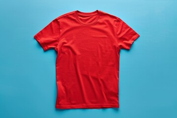 Ein rotes T-shirt auf hellblauem Hintergrund 