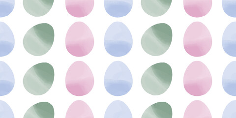 Cute illustration with colorful Easter eggs with watercolor texture, spring banner